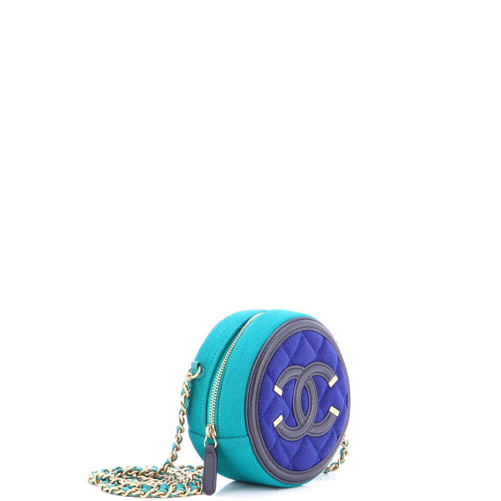 Chanel Mini Filigree Round Clutch with Chain Quilted Jersey with Lambskin - Picture 2 of 5